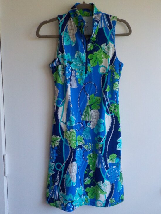 G Lifestyle Clothing Dresses & Skirts - G Lifestyle Dress - X-Small -Sleeveless Blue/Green/White Tropical Pockets (2091)